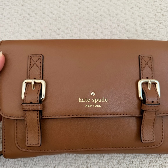 Kate Spade Tan Leather Crossbody Bag with Buckle Accents - Picture 4 of 6